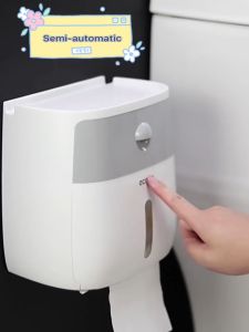 Ecoco Double Layer Bathroom Tissue Holder Bathroom Tissue Box Wall Mounted Waterproof Paper Towel Holder Paper Storage Box