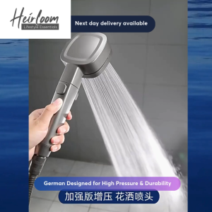 Heirloom German Shower Head & Holder Set High Pressure Filtered Handheld Water Saving 3 Shower modes High pressure design Shower filter included