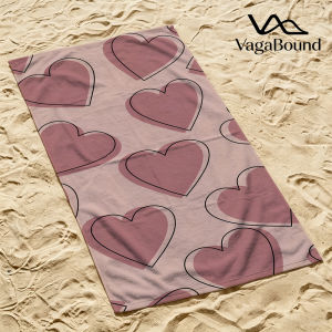 Dusty Pink Hearts Luxury Beach Towels Crafted from Combed Cotton Plush and Absorbent Beach Towel or Pool Towels