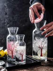 Sakura Pink Cherry Blossom Colored Glass Water Cup Heat Sensitive Nordic Style Portable Heat Resistant Juice Bottle Cup