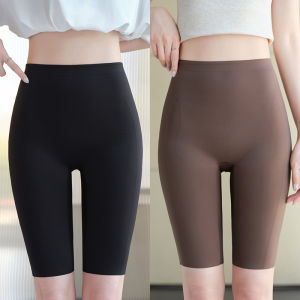 Miiow | Womens Five-Quarter Ice Silk Seamless Butt Lifting Gym Pants Yoga Pants High Waist Thin Summer New Style Safety Pants