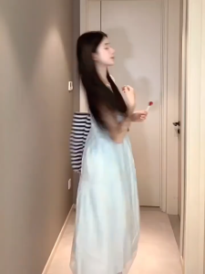 QC_Đầm 2 dây babydoll dài mặc hè Sọc xước cài nút phối Ren Lai dáng suông dễ thương có lót