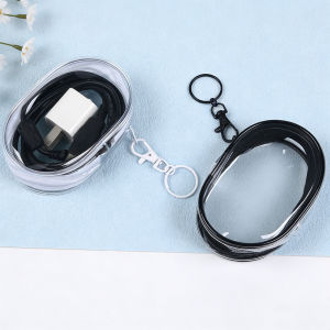 Transparent Mini Zipper Storage Bag Portable Clear Charging Cable Keychain Organizer Bag Waterproof Cosmetic Bag Coin Purse