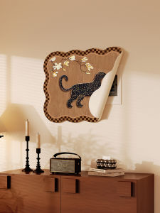 ภาพตกแต่งแบบแม่เหล็กปะการังสีทองคำ ปี 2024 ใหม่ ปิดกล่องไฟฟ้าแบบไม่ต้องเจาะ ภาพพิมพ์ลายเสือดาวเงิน ตกแต่งบ้าน สไตล์ย้อนยุค