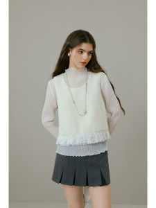 Miss Squirrel White Short Knitted Sweater Women Spring Autumn New Style Inner Wear Set Elegance Missy Lady Polyester Fiber