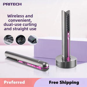 PRITECH brand high-end womens business travel 2025 new wireless charging mini straightener curling iron 2-in-1 plug-in portable straightening comb clamp curling iron