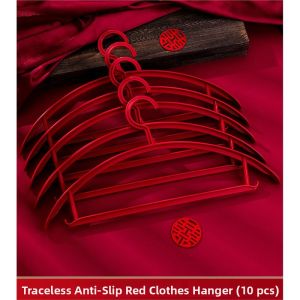 MONLEYTA | Wedding Clothes Hanger Thickened Non-Slip Traceless Shoulder Protection Red Laundry Hanger Home Use Clothes Storage Organizer