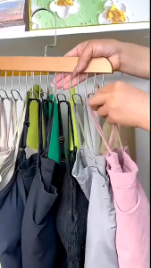 ☀️Life Core☀️ 8 Hooks Hanger Durable Stackable Solid Wood and Steel Anti-Slip Wardrobe Hangers for Clothes and Accessories Organized Wardrobe Space