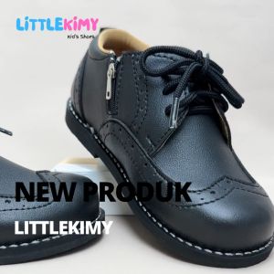 LITTLEKIMY - Sepatu Anak Laki-Laki Perempuan Sepatu Sekolah Wingtip Fullblack