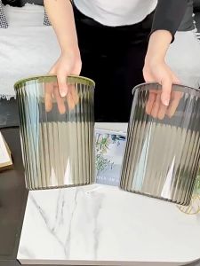 Transparent Rubbish Bin Portable Plastic Trash Can Garbage Bin Waste Paper Bin