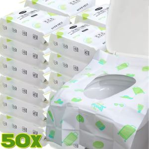 50PCS Disposable Toilet Seat Cover Travel Camping Water Soluble Paper Mat Portable Hygienic Pad for Hotel Bathroom Accessories