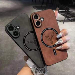 Premium Leather Magnetic Absorption Phone Case for iPhone 16 pro Max 15 pro Anti-Fall Apple 13 pro Protective Cover Full Lens Protection for Xs Max