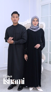[COD] Baju Gamis Couple Ethica Terbaru COUPLE ISHAMI 15 BLACK Best Seller