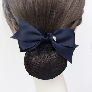 Blue Professional Hair Flower Net for Nurses Bank Stewardess Hotel Mobile Work New 2025 New Style Satin Hair Accessories