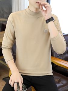HENGYUANXIANG | Hengyuanxiang Mens Long Sleeve T-Shirt Half High Collar Base Shirt Youth Fashion Polyester Fiber Anti-Wrinkle Fall Winter