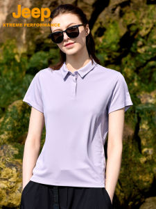 Jeep Womens Sporty Polo Shirt Casual Half Sleeve Quick Dry T-Shirt Purple Summer Badminton Tennis Outfit Flip Collar Short Sleeve