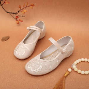 JiRong Silk Satin Surface New Autumn 2024 Womens Single Shoes Cheongsam Traditional Chinese Costume Footwear Flat Heel round Toe