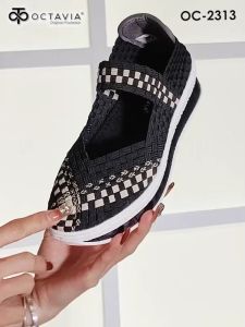 OCTAVIA Sepatu Slip On Rajut Knit Wedges Wanita #OC-2313