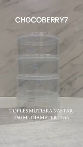 KMP TOPLES NASTAR 1/2KG (Isi 12) diameter 14cm 750ml Plastik Tebal Kue Kering Kacang Permen Bening Bulat Toples Kue