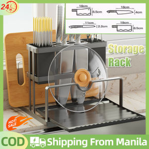304 Stainless Steel Knife Holder Kitchen Organizers Storage Rack Multifunctional Chopsticks Holder Stand Pot Cover Holder Cutting Board Rack With Water Tray Integrated Kitchen Supplies Waterproof