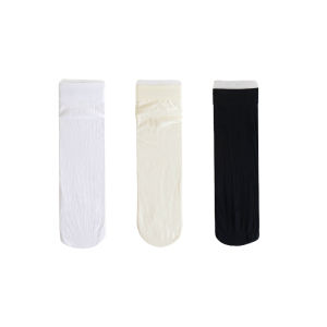 ถุงเท้าเด็กผู้หญิงครึ่งแข้งบางฤดูใบไม้ผลิและฤดูร้อนสีดำขาว JK ถุงเท้ายาวถึงเข่าสำหรับเด็กและเยาวชน