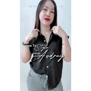 Key - 0744 AUDREY Size XL Wolfis Premium / Atasan Kemeja Wanita Full Kancing Saku Wolfis Premium GQ