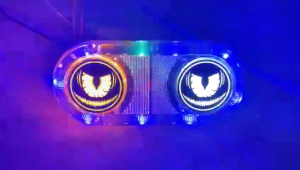 Lampu Rem Truk Mobil Motor Pickup Truk Model Mata Devil RGB Senja Nyala Running RGB Rem Nyala Kedip 12-24 Volt