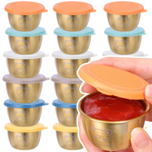 304 Stainless Steel  Small Sauce Cup with Sealed Lid Kitchen Tableware Leak-proof Sauce Cups Condiment Containers Reusable Small Dishes