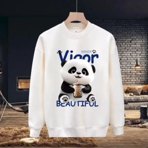 American Heavy Weight Trendy round Neck Sweatshirt Men 2024 Spring & Fall New Arrival Classy Print Silm Couple Long Sleeves Tops