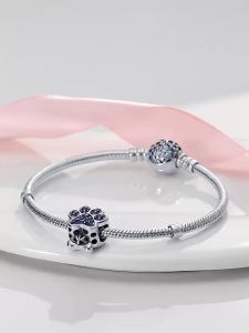 Mặt Dây Chuyền Hình Dấu Chân Chó Bạc 925 Sterling Đính Đá Cubic Zirconia Chủ Đề Động Vật Cổ Điển Dùng Làm Phụ Kiện Tự Chế Vòng Tay Vòng Cổ Quà Tặng Dành Cho Phái Nữ