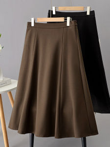 กระโปรงทรงเอเอวสูงทรงเข้ารูป กระโปรงทรงเอเอวสูง กระโปรงทรงเอยาวปานกลางสำหรับผู้หญิงไซส์ใหญ่ ฤดูใบไม้ร่วง 2025 กระโปรงทรงเอทรงเข้ารูป