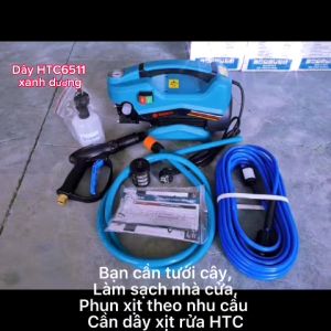 Dây rửa xe 10-30M 6.5 x 11mm ren 22mm từ nhựa PVC áp lực cao 420 bar (6090PSI) kèm súng rửa xe màu xanh chính hãng HTC