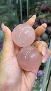 Cặp Bi Lăn Tay PAG Đá Tự Nhiên Thạch Anh Hồng Size 4.0cm Dụng Cụ Xoa Bóp Tay