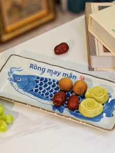 FENGBAI | Đĩa Thanh Long Phong Cách Trung Quốc May Mắn để Sử Dụng tại Nhà