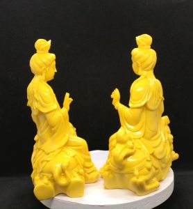 Tượng ngài Văn Thù Phổ Hiền Bồ Tát bằng đá đúc (nhiều màu sắc). Trang trí trên ô tô tiểu cảnh bonsai ghép lũa để bàn trà phòng khách bàn làm việc thờ thần tài…