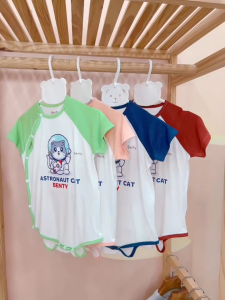 Bộ body chip cài chéo BENTY in hình CAT BT080 dễ thương an toàn cho da của bé body ngủ cho bé trai bé gái