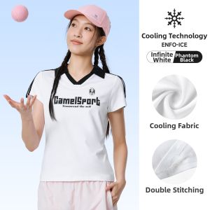 CAMEL | Cooling Vintage Casual V-Neck Polo T-Shirt