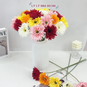 Hoa Đồng Tiền cánh kim 1 Bông Bó Hoa Cắm Giỏ Trang Trí Tiệc. Hoa Lụa Decor