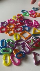 100 pcs Pearl Shade Children DIY acrylic charms beads chain link for crafts jewelry accessories heart star geometric