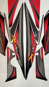 Stiker Striping Motor Honda Supra X 125D 2010 Hitam Merah