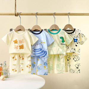 Bộ Đồ Ngủ Cotton Tay Ngắn Mùa Hè Cho Trẻ Em Bộ Đồ Ngủ Cotton Mỏng Cho Bé Gái Quần Áo Trẻ Em Mặc Nhà Bóp Cổ Tay Ngắn Áo Sơ Mi Dài Tay