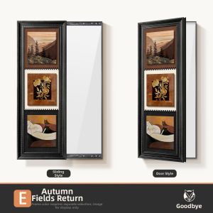 HAOJIUBUJIAN | Vintage Style Decorative Full Body Mirror Sliding Concealable Flip-open
