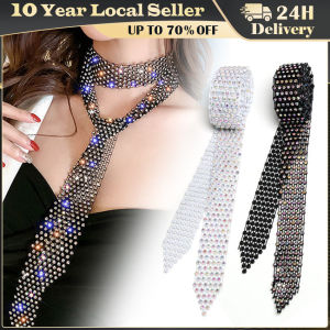 Bling Long Scarf Neckerchiefs Rhinestones Tie Choker Necklace For Women Luxury Crystal Necktie Collar Necklace Jewelry