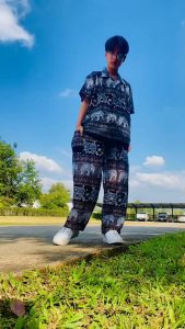 ลายช้างญาญ่า ชายหญิงใส่ได้ เซทเสื้อฮาวาย+กางเกงช้างเอวเชือกก ชุดเข้าเซทเสื้อช้าง