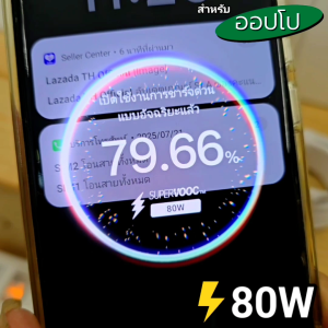หัวชาร์จ สายชาร์จ 80W For OPPO Reno12 SuperChargeVOOC ขึ้นชาร์จด่วนสเปคตรงรุ่น รับประกัน1ปี