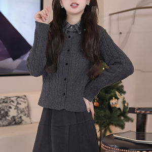 Shalldoer | New Fashion Collar Knit Top and High Waist Wide Leg Pants Set