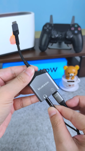 BlueWow 2 in1 Kabel Splitter Type C to DC 3.5mm Audio Jack Splitter Audio PD 60W Open Mic