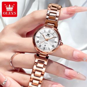 OLEVS Watch Women Original Waterproof Fashion Elegance New Style Calendar Luminous Stainless Steel Quartz Watch With Free Box