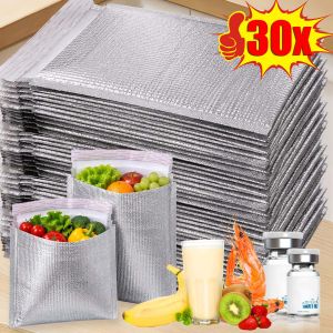 30x túi cách nhiệt bằng màng nhôm dùng một lần nhiệt hộp không thấm nước và không bị rò rỉ giữ lạnh nhiệt túi lưu trữ túi đựng đồ ăn trưa