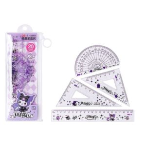 Kurokos 20cm Four-Piece Set Student Ruler Cartoon Measuring Tools for Primary School Children Business Supplies
